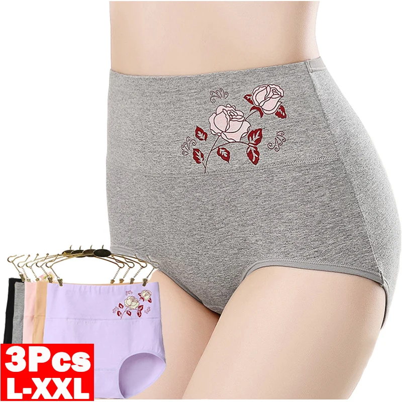 

3Pcs/Lot Panties for Women Abdomen Underwear Cotton High Waist Seamless Shapewear Female Postpartum Recovery Print Briefs Girls