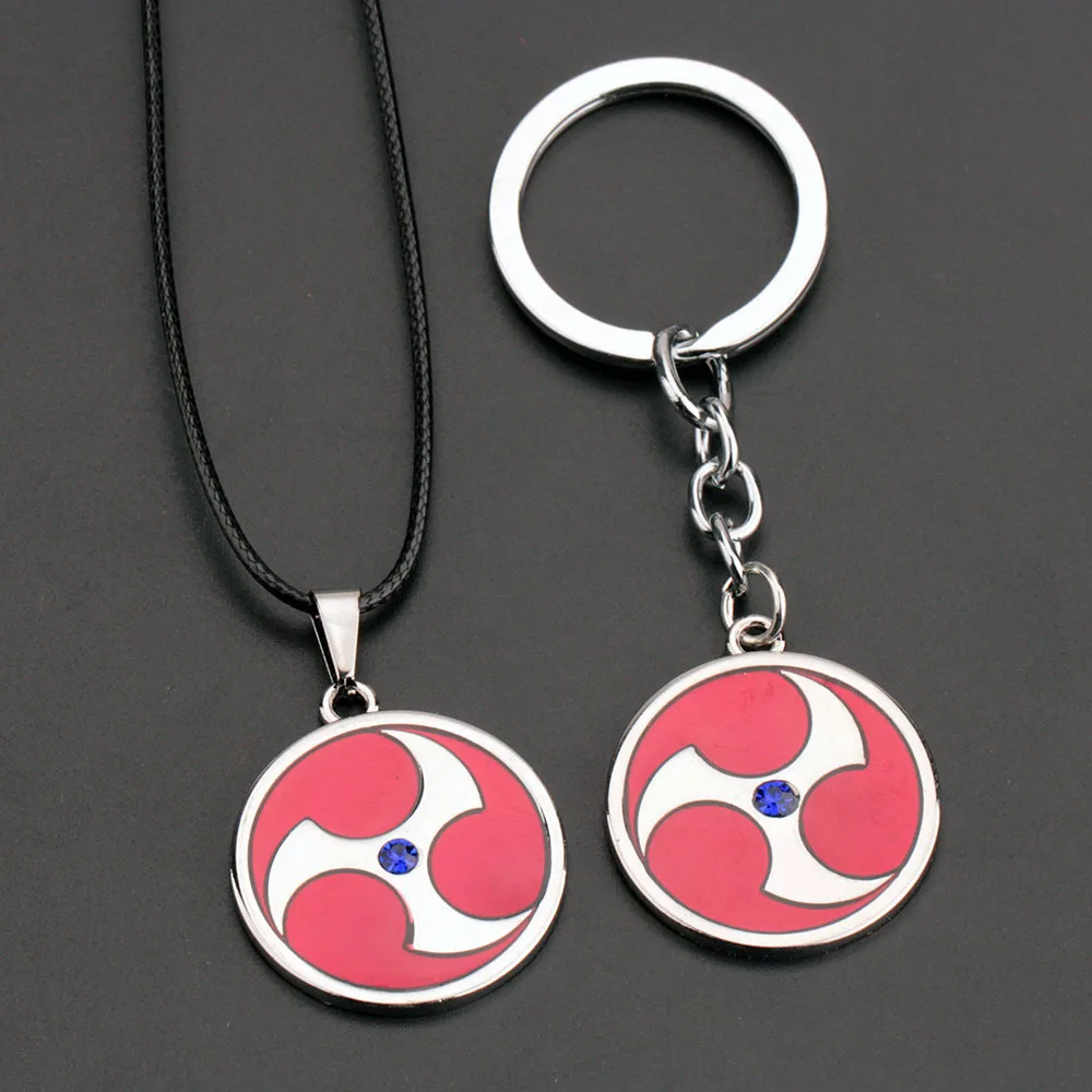 Narutos ‌Uchiha Sasuke Sharingan Pendant Keychain for Men Women Red Enamel Metal Choker Necklaces Fans Cosplay Jewelry Gift