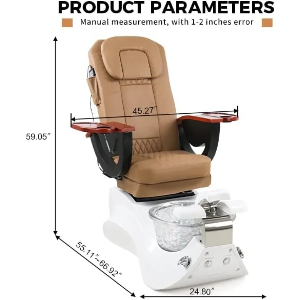 Massage Pedicure Chair with Foot Spa Electric Multifunctional Back Massage Chair with Glass Pedicure Tub Discharge Pump