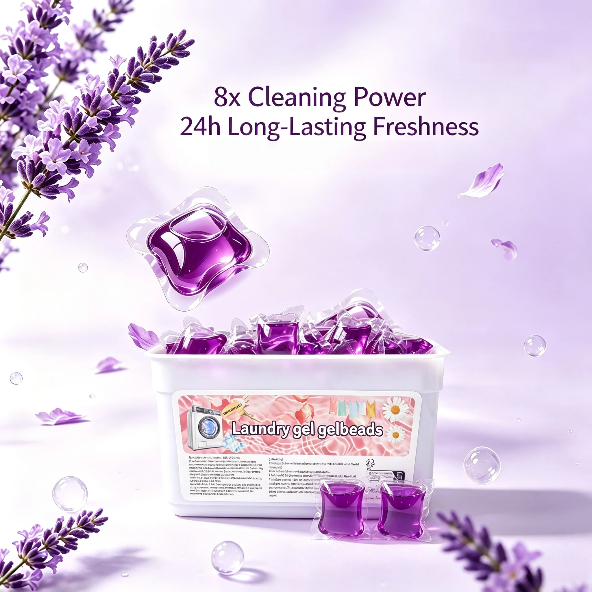 20/50pcs Giant Single-Chamber Laundry Detergent Pod - Lavender Laundry Detergent Pod - 8 G/pod. Ultra-Concentrated, One-Rinse,