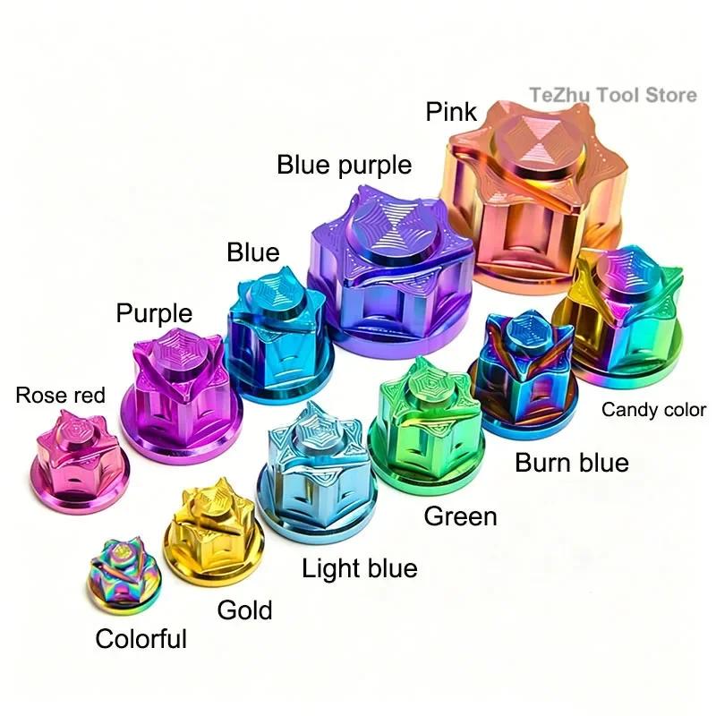 1pc M5 M6 M8 M10 M12 M14 M16 Titanium Alloy Closed CNC Six Star Flower Nut Various Colors
