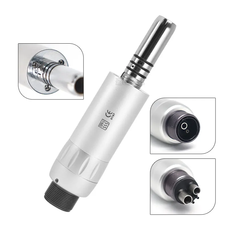 Dental Low Speed Handpiece Press Button Contra Angle 1:1 E-type 2/4 Holes Air Motor With Internal Water Cooling System