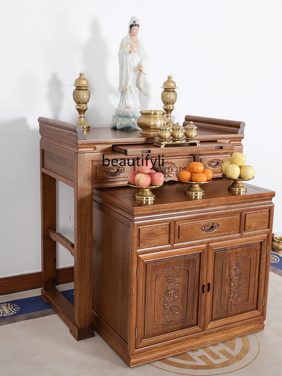 Solid Wood Incense Burner Table Buddha Table Home Chinese Style Buddha Shrine Bodhisattva Godof Wealth Altar Earth Worship Table