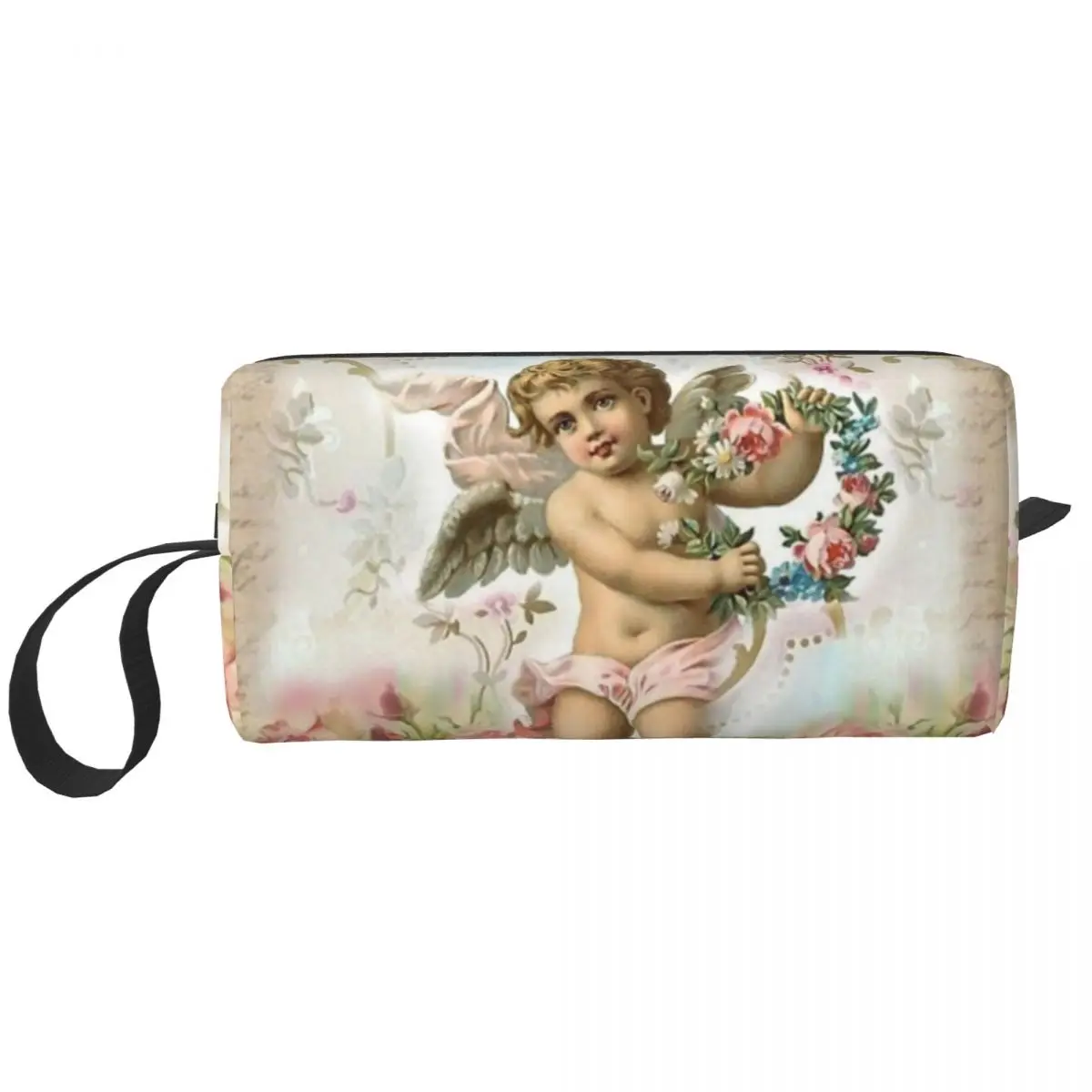 Vintage Rose Victorian Angel Cosmetic Bag Women Kawaii Large Capacity Makeup Case Beauty Storage Toiletry Bags