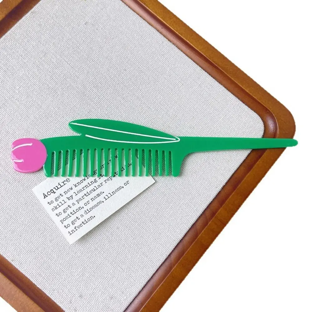 

Pointed Tail Comb Tulip Acetate Comb Animal Puppy Makeup Comb Wide Toothed Flower Hairdressing Combs Women