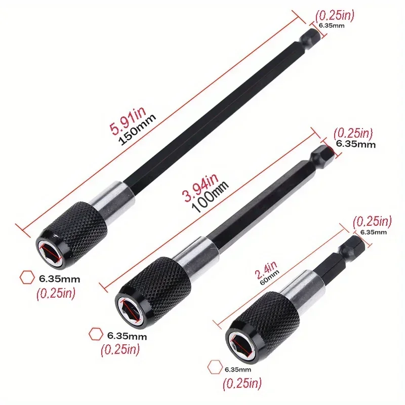 

3"Magnetic Quick Change Drill Bit Holder - Easy Swap, Universal 1/4"" Hex Shank Extension for Enhanced Tool Precision and Reach"