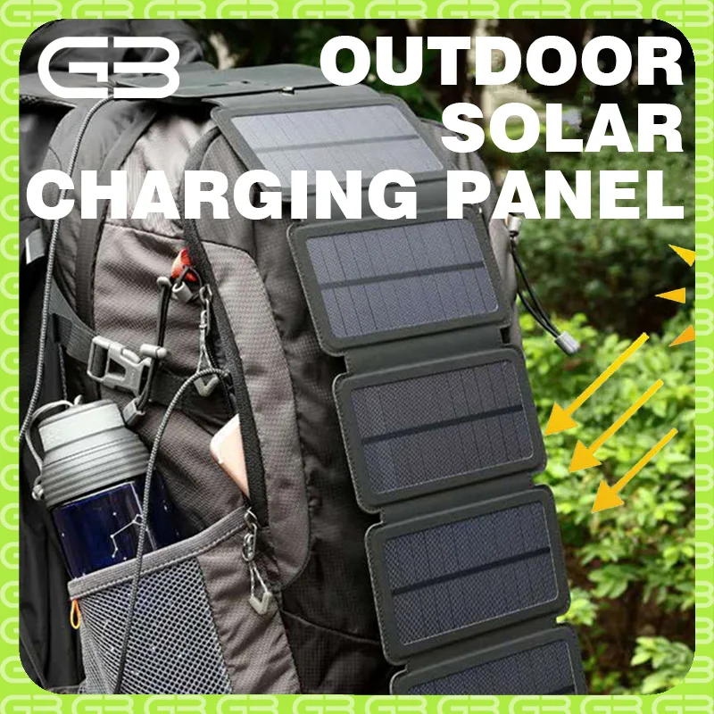 Folding Outdoor Solar Panel Charger Portable 5V 2.1A USB Output Devices Camp Hiking Backpack Travel Power Supply For Smartphones