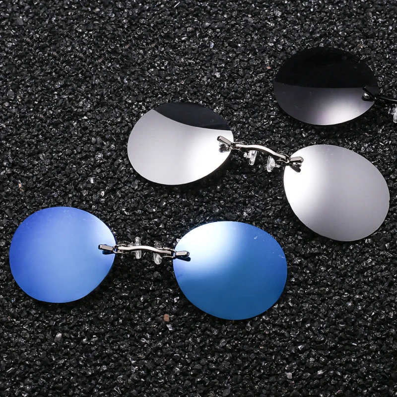 2022 Classic Round Clip on Glasses Matrix Morpheus Sunglasses Matrix Sunglasses Movie Sunglasses Rimless Sunglasses Men