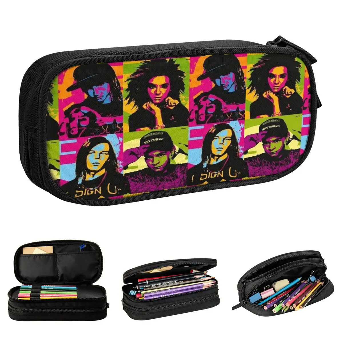 bill kaulitz estojo para lapis vintage para criancas bolsas de armazenamento de papelaria escolar presentes escolares caneta de estudantes fun tokio hotel 01