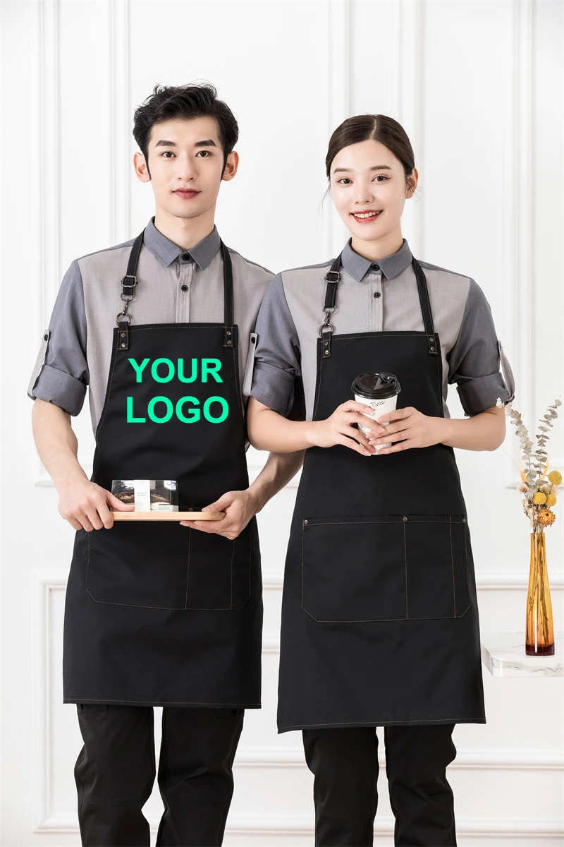 Bulk Waitress Aprons Length 75cm Width 65cm Server Apron for Women for Work with Pocket Smock Custom Logo