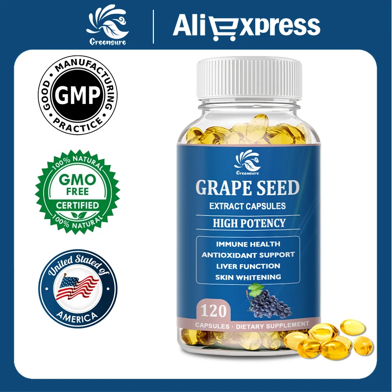 Grape Seed Capsule Antioxidant for Skin Anti-aging Youthful Appearance and Heart Health Supplement