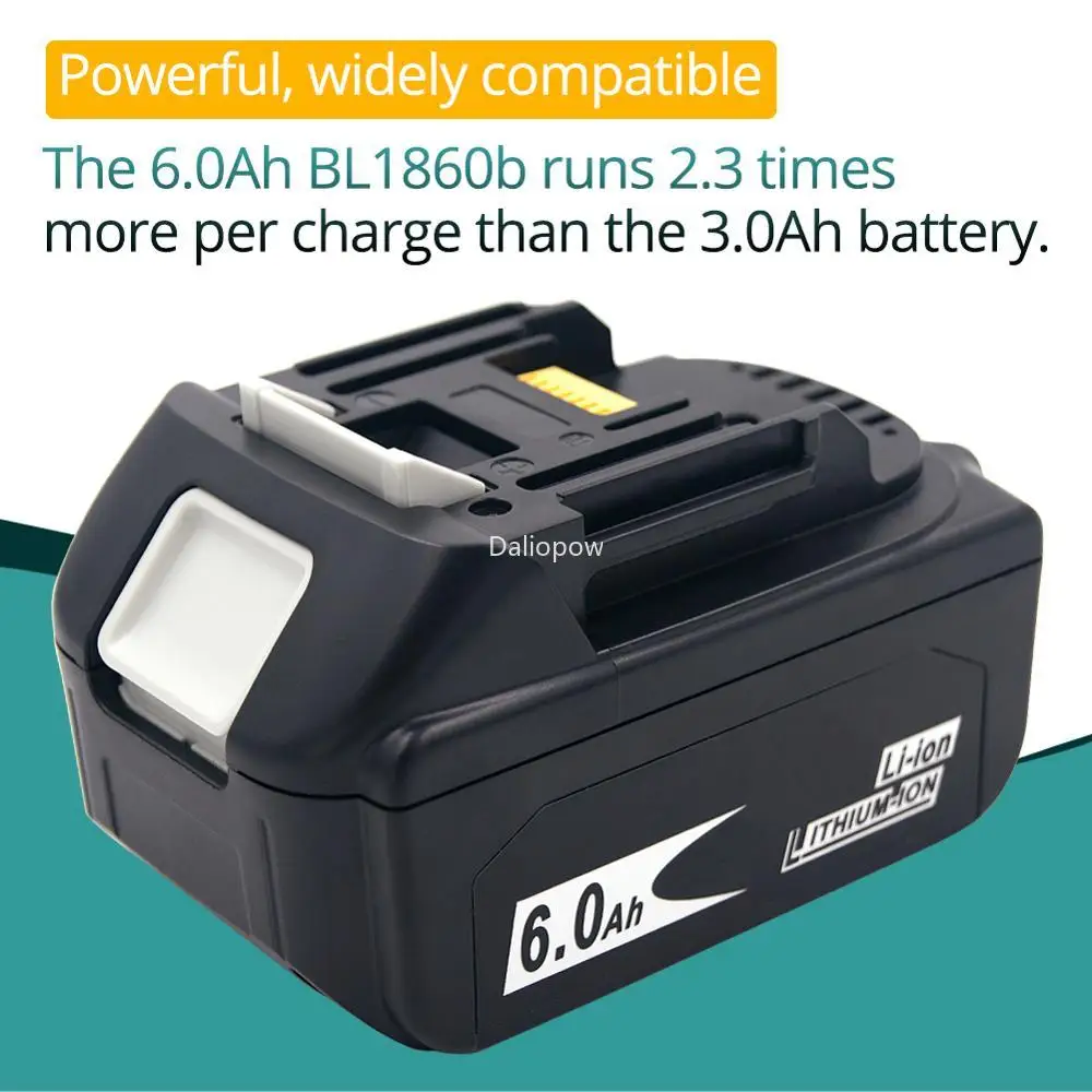 BL1860 18V 6.0Ah Li-ion Power Tool Rechargeable Battery for Makita BL1830 BL1840 BL1850  with NEW Single Cell Balance Protection