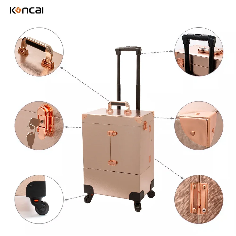 new customized pink makeup nail polish organizer case nail salon station trolley manicure table with music loudspeaker