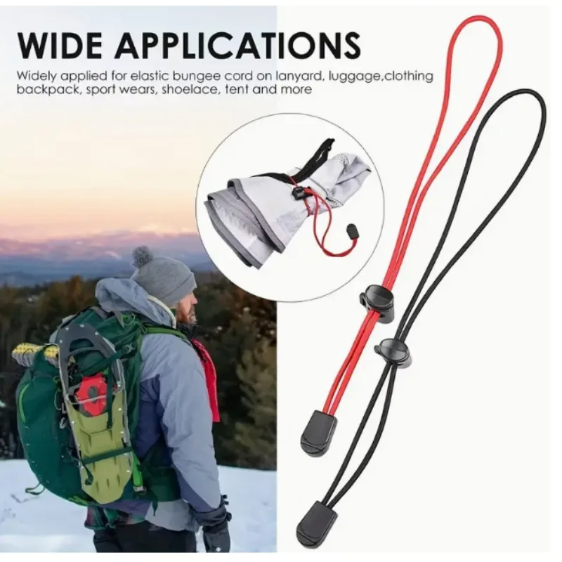 เชือกสำหรับกระเป๋าเดินป่าแบบยืดหยุ่นสูง 5 ชิ้น ทำจากพลาสติก ABS พร้อมตัวล็อคแบบปรับได้ ทนทาน เหมาะสำหรับกิจกรรมกลางแจ้ง เดินป่า และใช้งานได้จริง