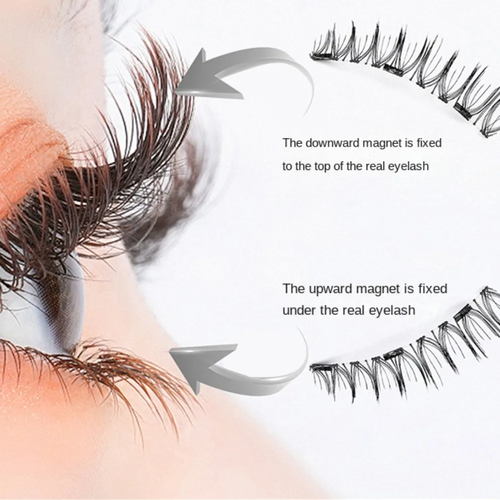 Glue Free Magnetic False Eyelashes DIY 3D Extension Magnetic Eyelashes with Clip Individual Makeup False Eyelash Clusters