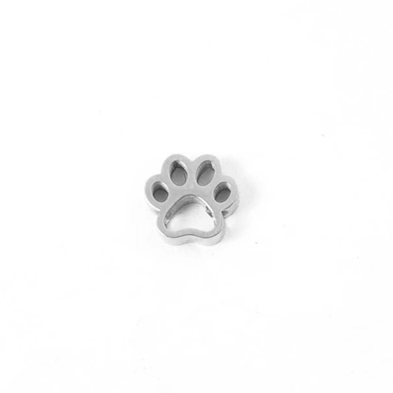 Fnixtar 20pcs Mirror Polished 10mm Dog Paw Beads Stainless Steel Footprint Bead Charms Necklace DIY Jewelry Accessories