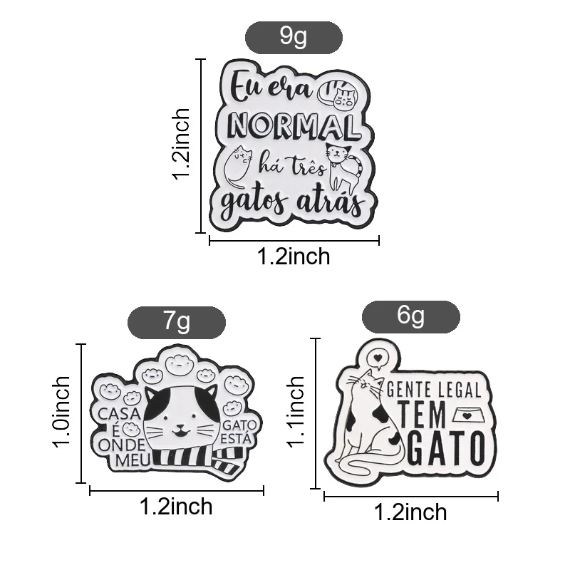 Funny Portuguese Cat Quote Enamel Pin Minimalist Line Art I Was Normal Three Cats Ago Perfect for Cat Lovers Daily Wear Style