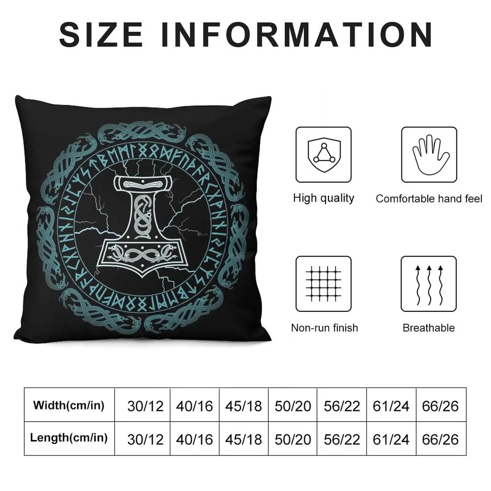 Mj?lnir Hammer of Thor Runes Throw Pillow Decorative pillowcase Luxury Pillow Case Christmas Pillow