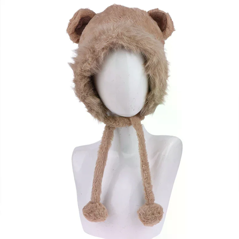 الخريف والشتاء الدراجات الدافئة ومتعددة الاستخدامات حماية الأذن لطيف فروي الثعلب الفراء الدب الأذن قبعة تبدو صغيرة قطعتين هود وشاح مجموعة #5
