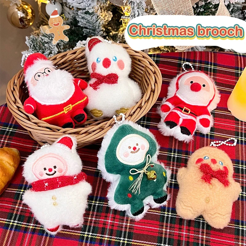 Christmas Plush Keychain Toy Christmas Tree Santa Claus Snowman Socks Stuffed Doll Pendant Backpack Bag Decor