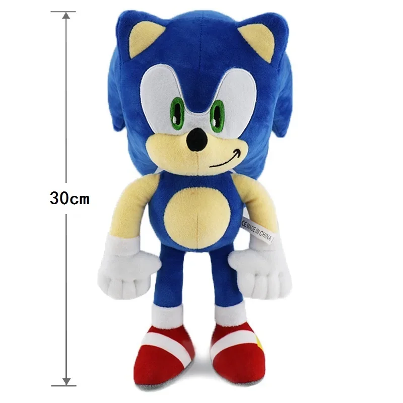 Muñeco de peluche de Sonic para niños, juguete de felpa suave de 30cm, de alta calidad, con nudillos y colasde cumpleaños