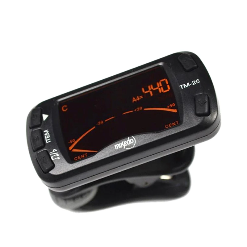 N17R  Tm-25 Tm25 Clip-On Electric Tuner & Metronome Guitar Chromatic Bass Violin Ukulele Universal Multifunction Portable