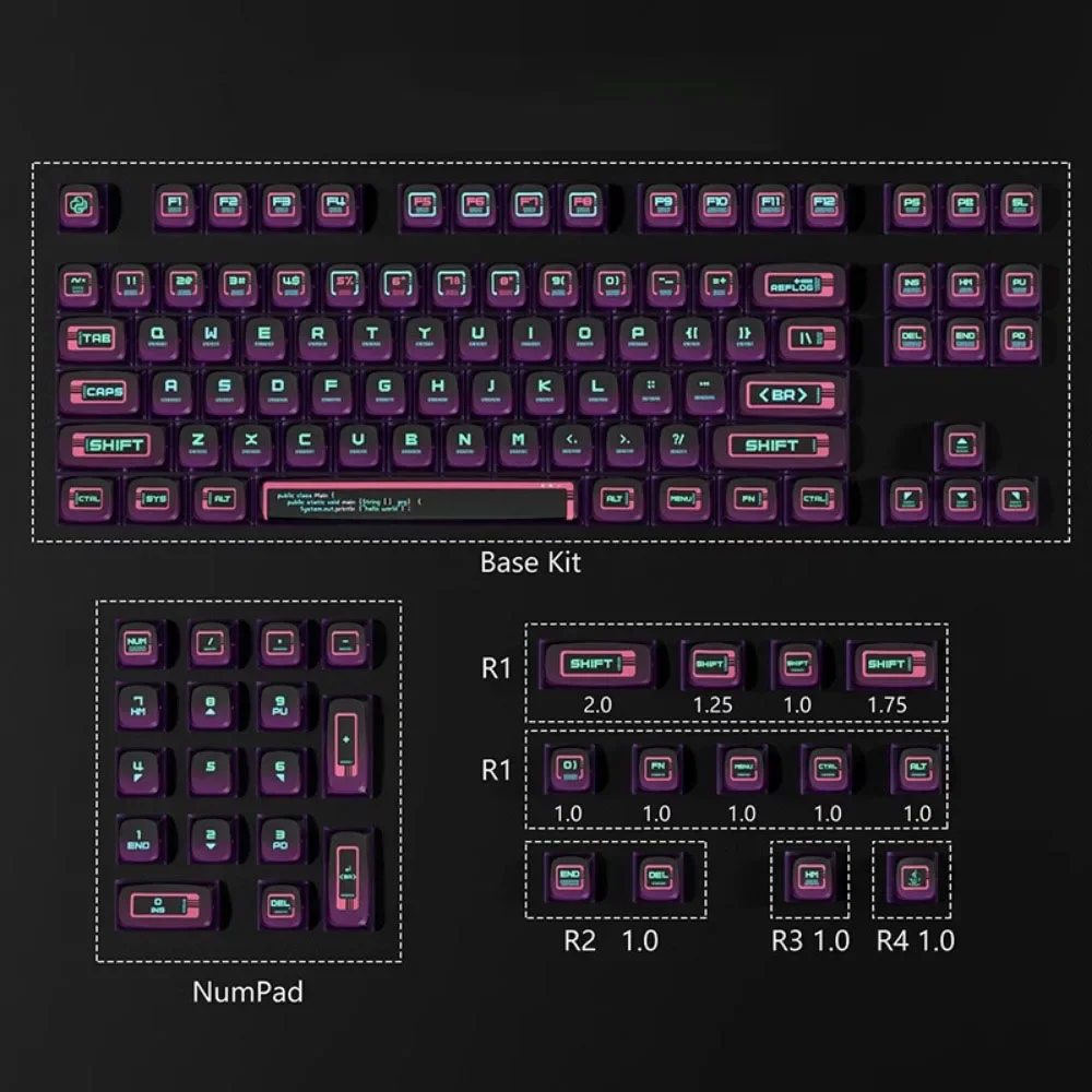 

PIIFOX 【Binary】Cyberpunk Transparent Keycaps PBT ASA Two-patchwork Color Thermal Sublimation 117 Keys Keyboard Parts Accessory