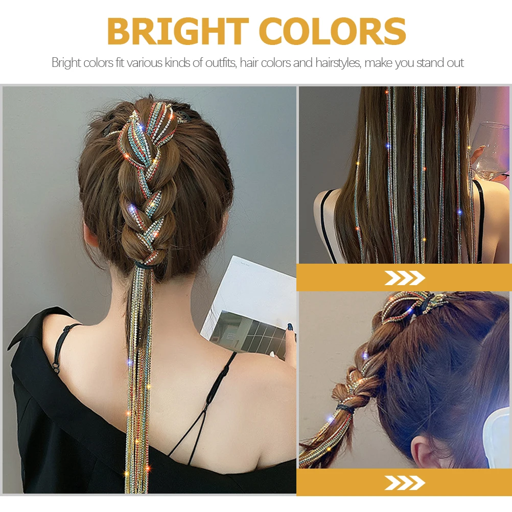 

Rhinestone Colored Hair Chain Braided Ponytail Clip Lightweight Bridal Wedding Party Girl Headdress Hair Decoration