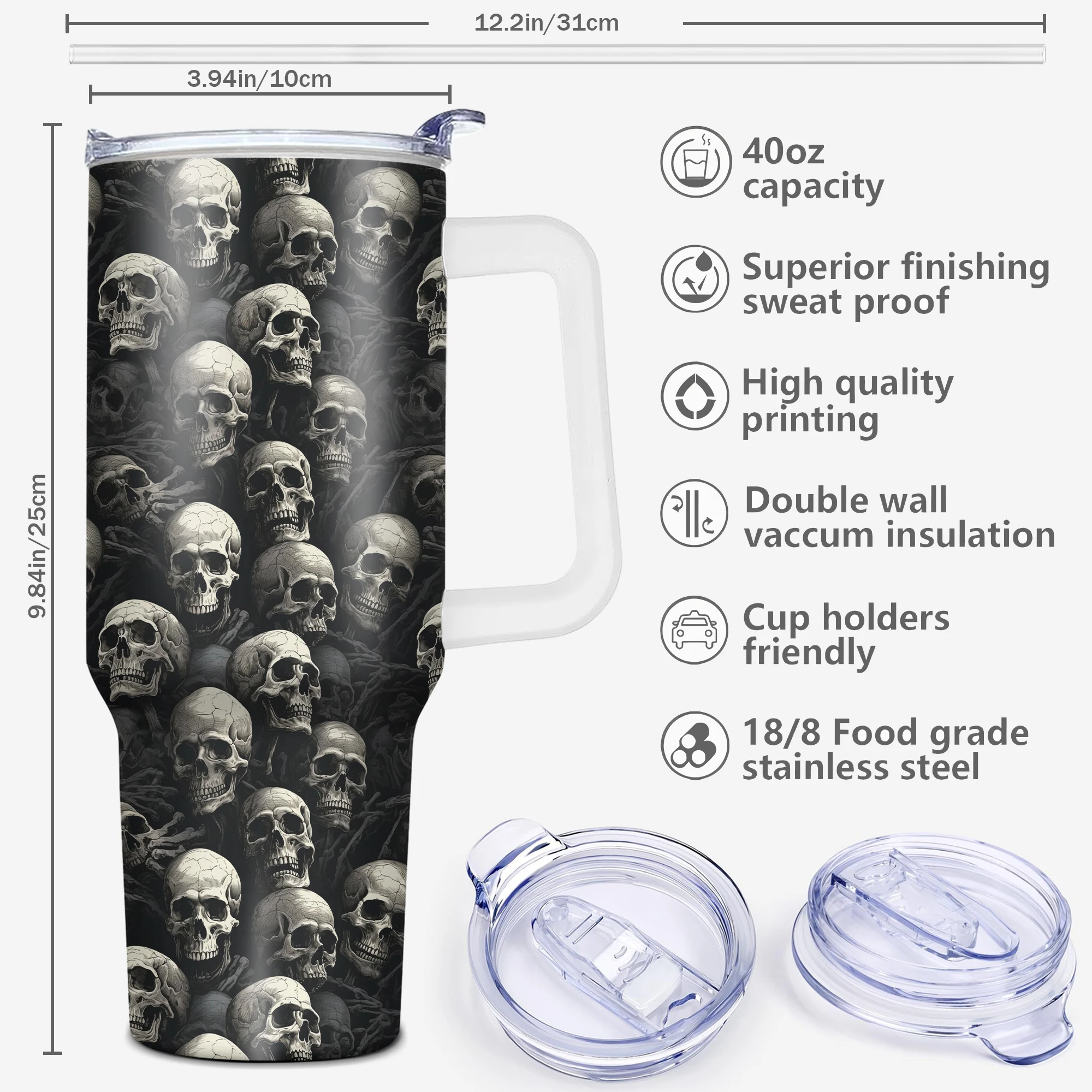 1pc, Halloween Gift 40 oz Stainless Steel Tumbler, Funny Print Double Wall Vacuum Insulated Travel Mug, Halloween gifts,