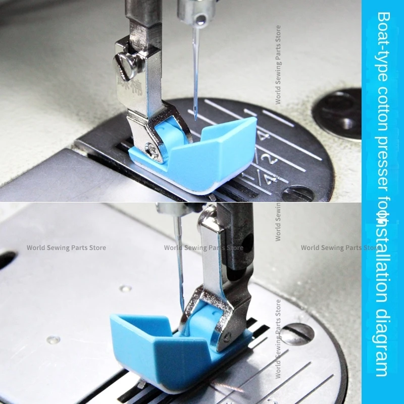 10PCS Blue Cotton Presser Foot Step Cotton Boat Type Plastic Presser Feet for Industrial Computer Flat Lockstitch Sewing Machine