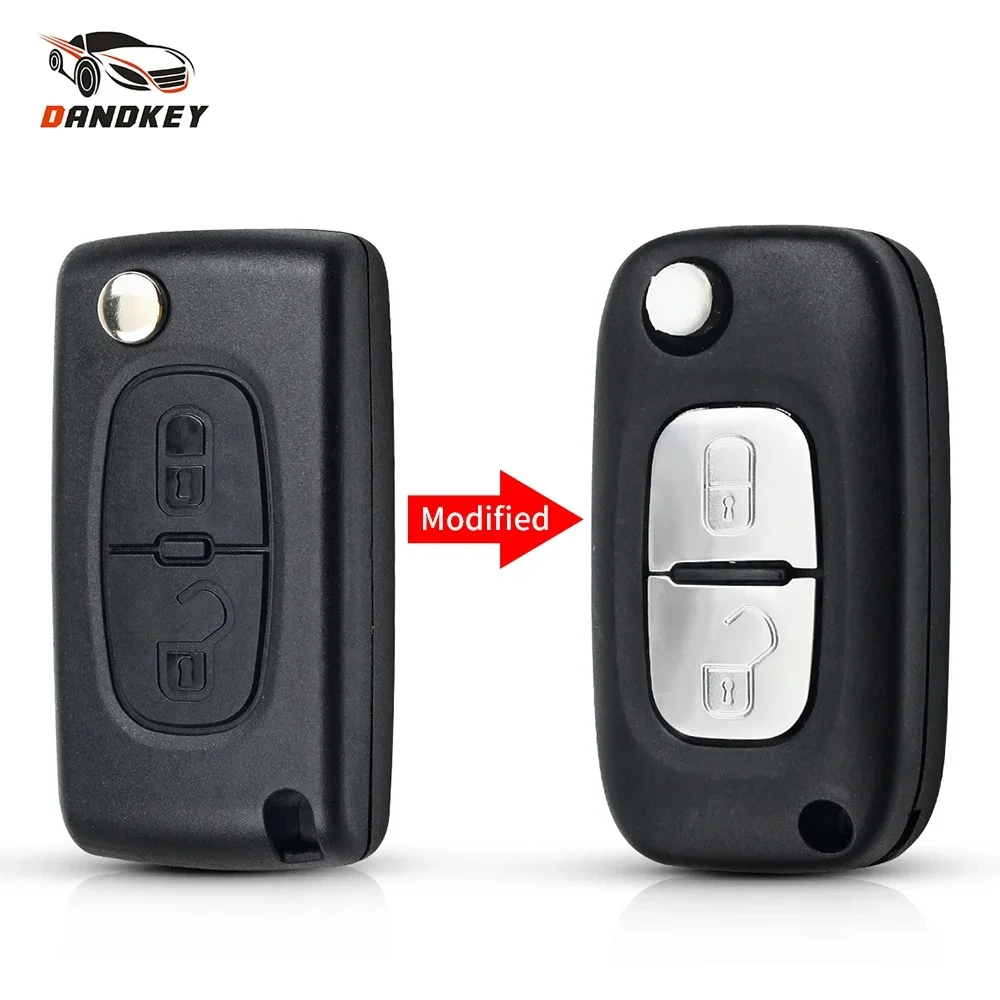 Dandkey HCA/Hu83 2 pulsanti modificato pieghevole chiave per Auto a distanza Shell per Peugeot 307 3008 308 408 CE0536 Flip Auto Key Fob Case