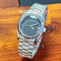 36mm 39mm Log Style President  Silver Arched Glass Stainless Steel Watch Japan NH35 Automatic Movement A5