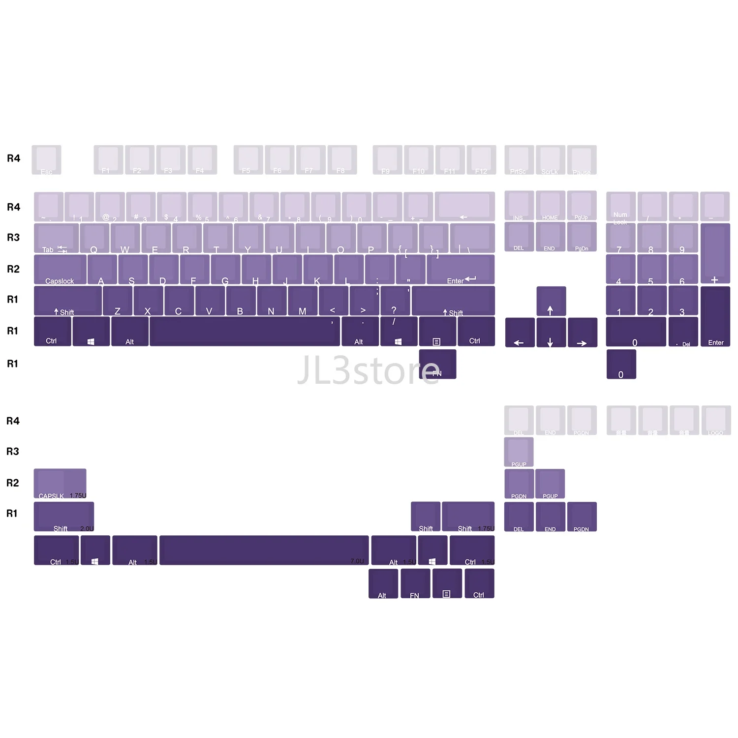 

Dark purple side engraved transparent OEM keycap 68 75 84 87 104 MX 8.0 mechanical keyboard