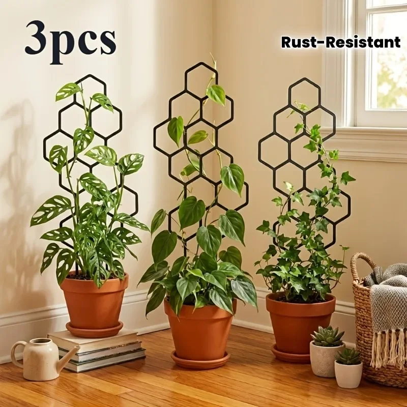 3 Pcs/Set 14.96 Inches X 5.91 Inches Honeycomb Climbing Plant Support Frame Suitable for Potted Grapes and Flowers.