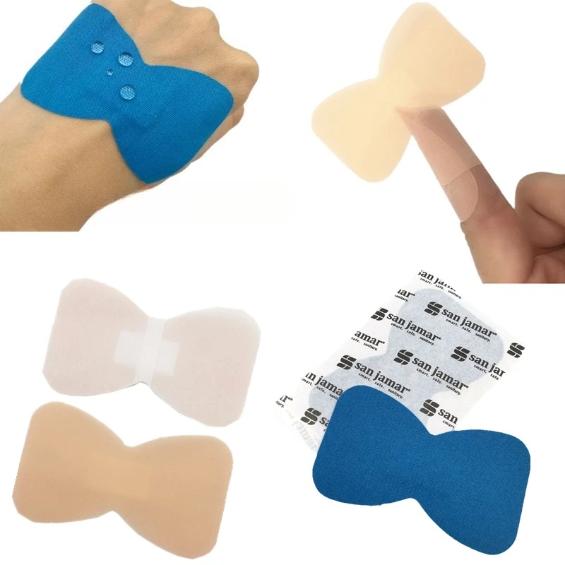 

50pcs Butterfly Shape Band Aid Fingertip Wound Dressing Tape Patch PE Skin Color Blue First Aid Plasters Adhesive Bandages Kit