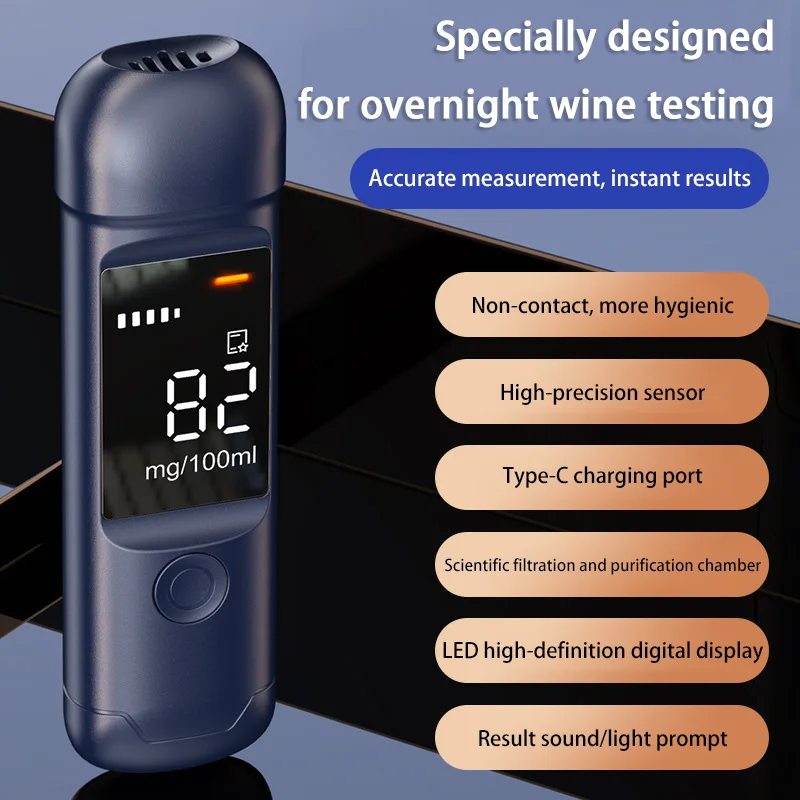 Portable Breathalyzer Digital Alcohol Tester High Accuracy Breath Alcohol Detector with LCD Display for Driving Safety Test