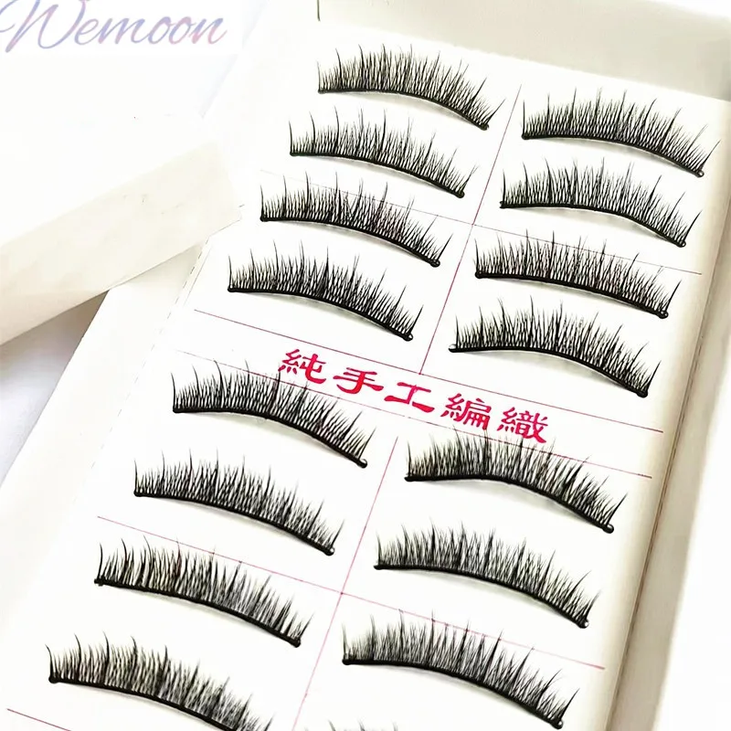 10 คู่ขนตาปลอมสั้นธรรมชาติ Hard Stem สามารถรองรับ Double Eyelids False Lashes Patch หนาหยิก