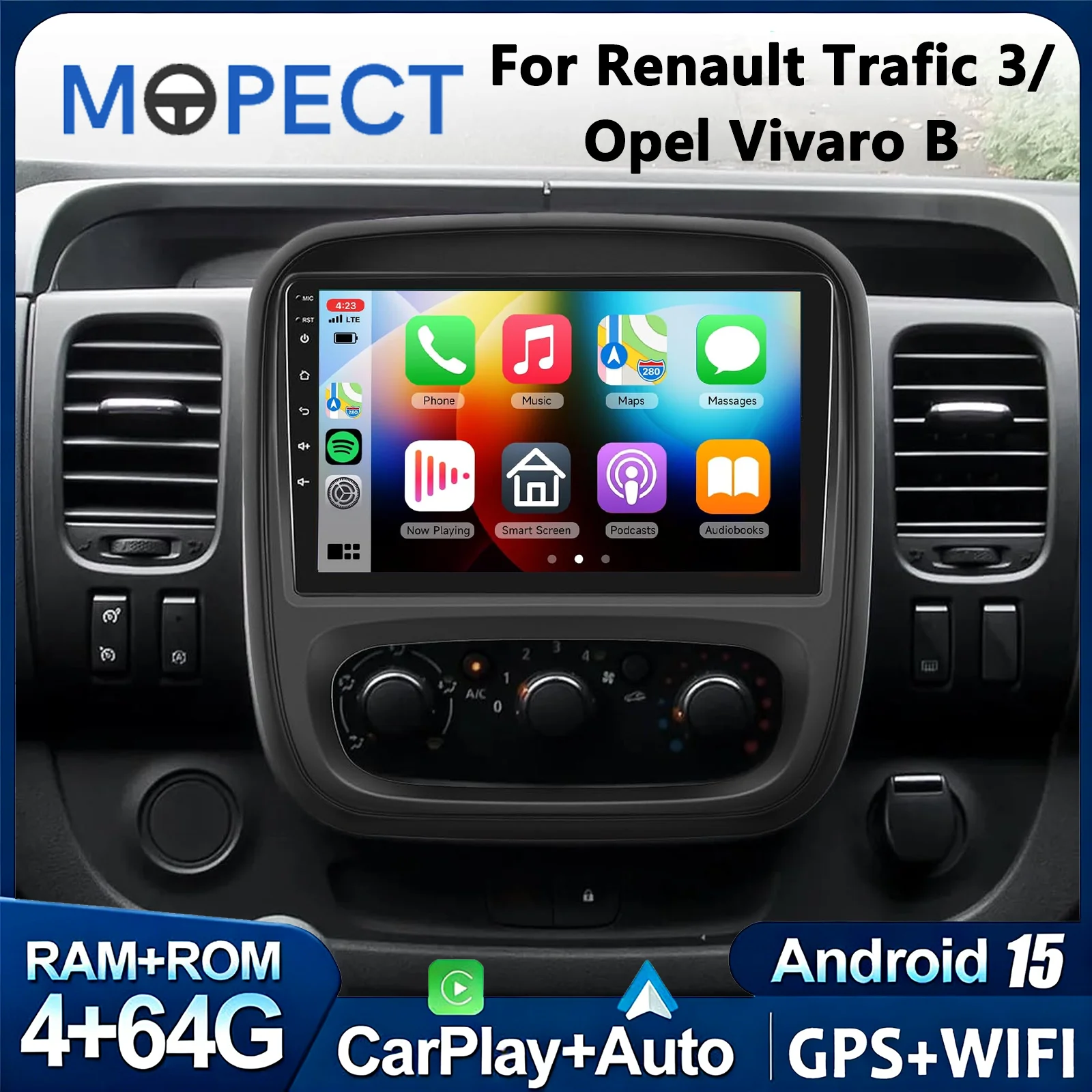 MOPECT Autoradio für Renault Trafic 3 2014-2021 Opel Vivaro B 2014-2018 Autoradio CarPlay Android Auto Intelligente Systeme