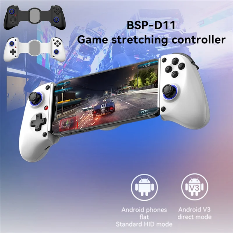 Controlador de jogo telescópico aa84 d11, gamepad de telefone rgb com turbo/6 eixos giroscópio/vibração para android ios ps3 ps4 switch