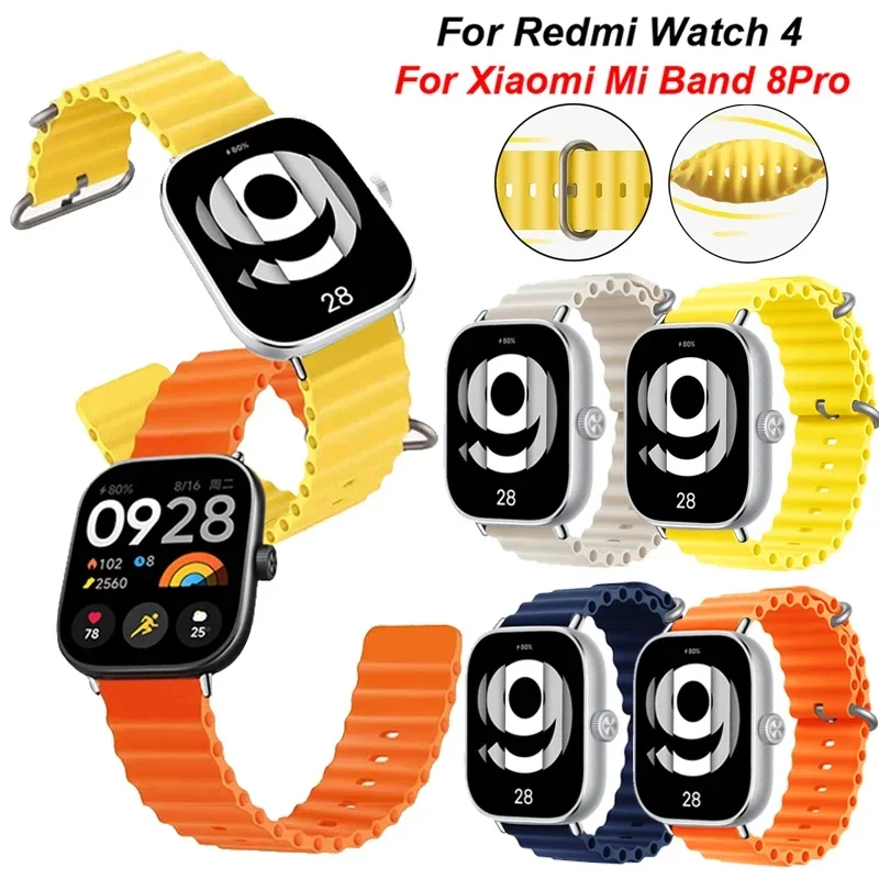 

Ocean Strap for Xiaomi Redmi Watch 4 Replacement Bracelet Metal correa iwatch Xiaomi Mi Band 8 Pro Silicone Band Accessories