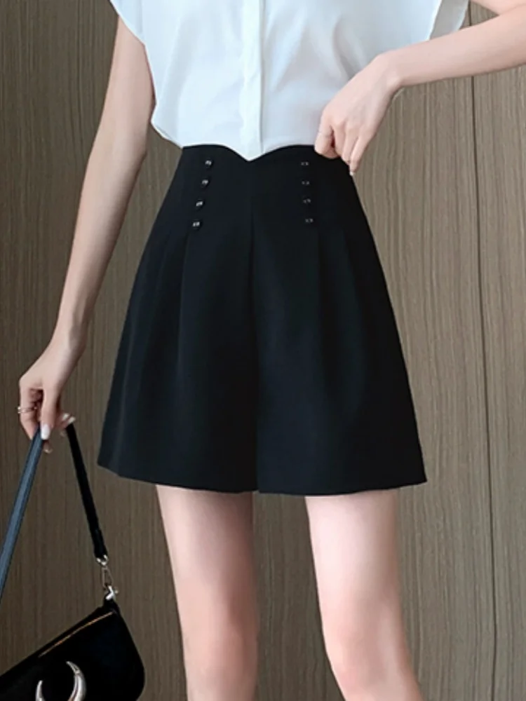 SMTHMA Casual Women's Shorts A-line High Waist Short Chic Office Lady Shorts Vintage Female Trousers Spring Summer