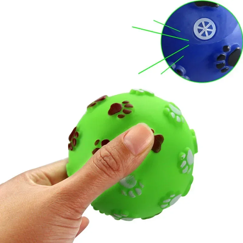 Pelota interactiva con sonido colorido para mascotas, juguete de goma suave para masticar, suministros para mascotas