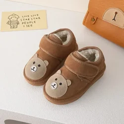 Children Boots 2024 Fashion New Girl's Cute Bear Shor Boots Boy's Thick Plsuh Warm Winter Snow Boots Size 23-32