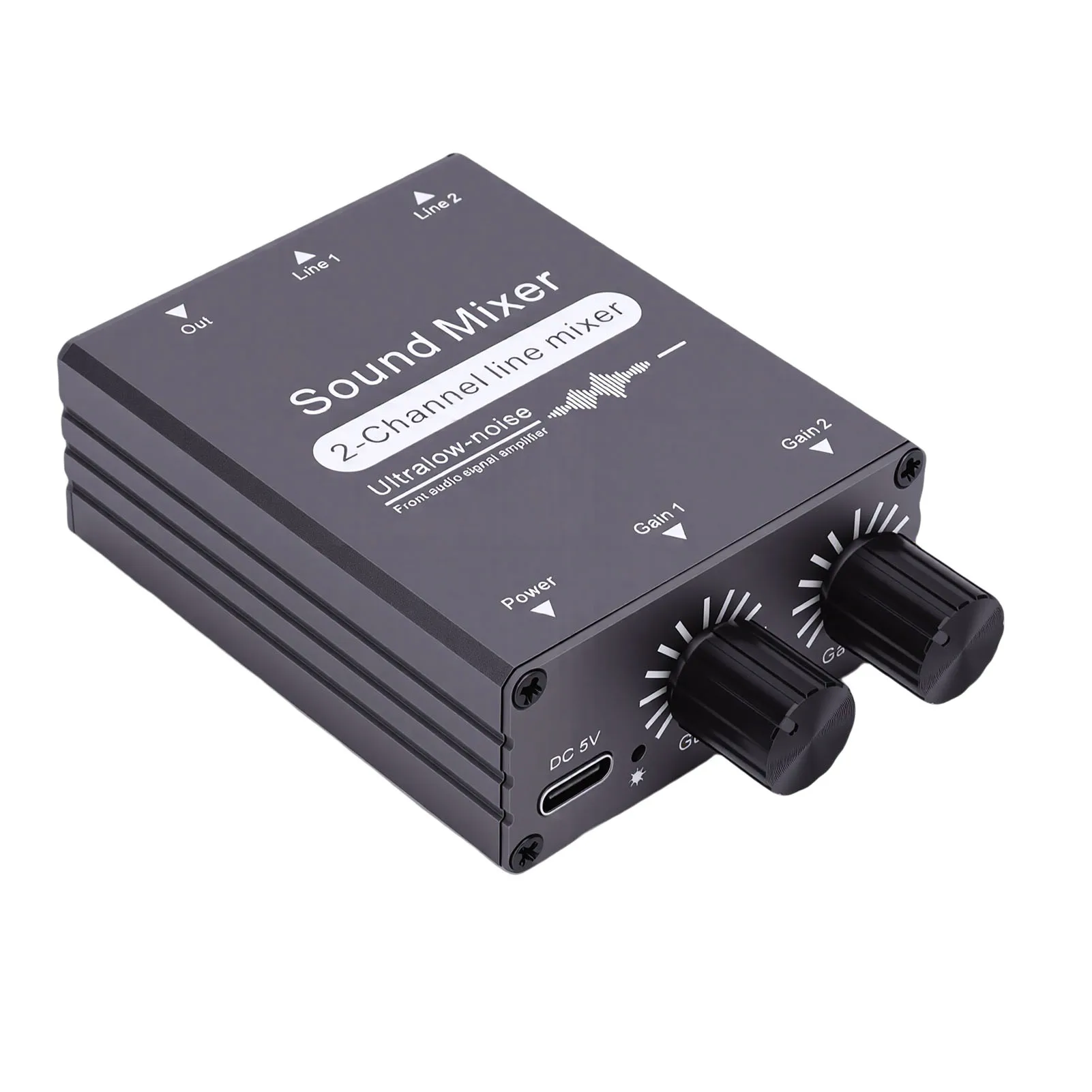 2 Channel Mixer 2 in 1 Out 3.5mm Sound Mixing Switcher with Dual Volume Control for Computers Headphones 2 Way Sound Mixer