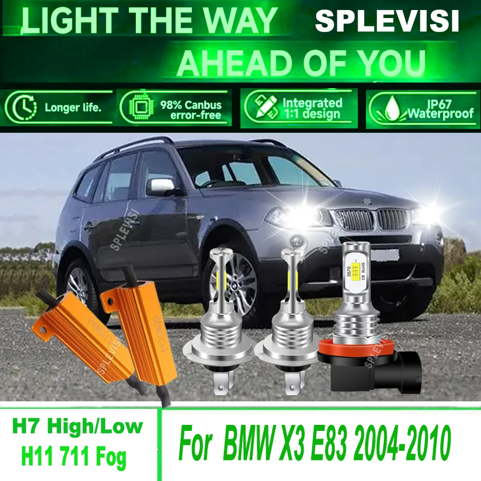 

H7 477 H11 Canbis LED 6000K Headlight Fog Upgrade Lights High Performance For BMW X3 E83 2004 2005 2006 2007 2008 2009 2010
