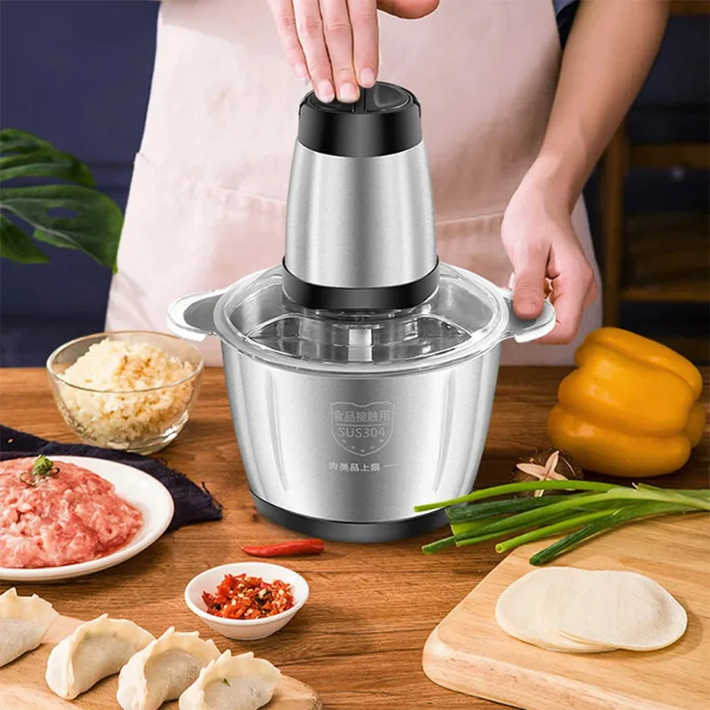 2Speeds 304Stainless Steel Electric Chopper Meat Grinder Mincer Food Processor Slicer Vegetable Food Chopper Meat Slicer Machine