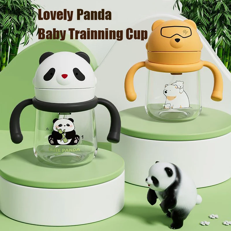 

Tritan Baby Sippy Cup Leakproof Weighted Straw Toddler Training Water Bottle 240ml Cute Panda Kids Drinking Cups With Handle