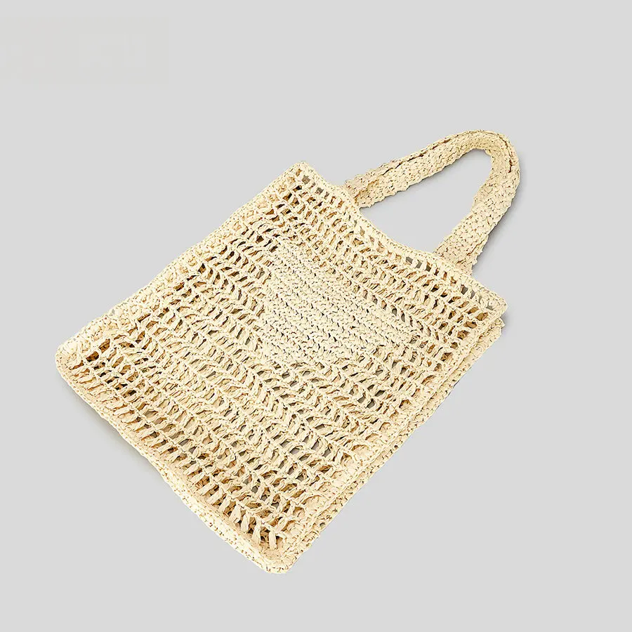 Hollow Straw Woven Handbag Fashion Totebag Woven Women\'s Shoulder Bag Summer Beach Handbag Storage Bag Organizers Bags