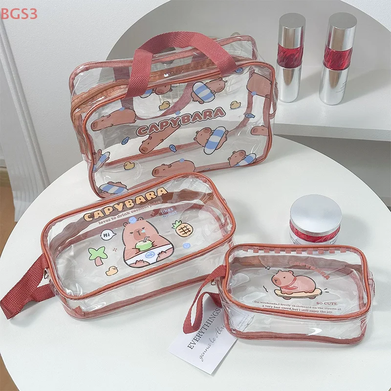 حقيبة مستحضرات التجميل الشفافة، حقائب مكياج بسيطة، سعة كبيرة، حقيبة بسحاب، حقائب تخزين للسفر، حقائب أدوات الزينة، حقيبة مكياج لطيفة