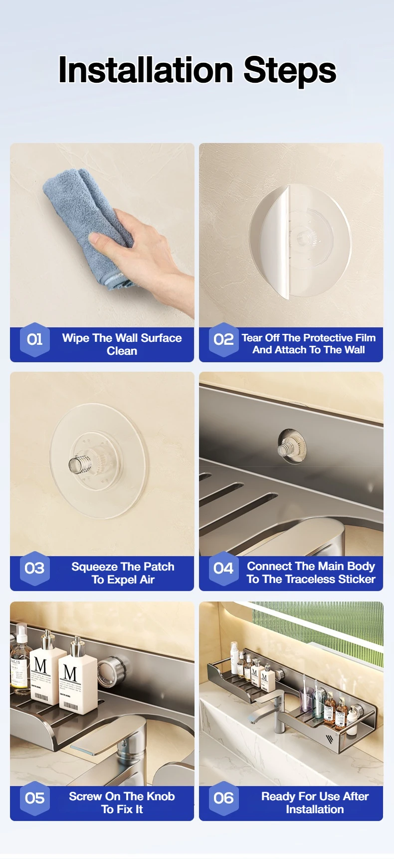 Suction-Cup Sink Organizer Shelf — product detail 17